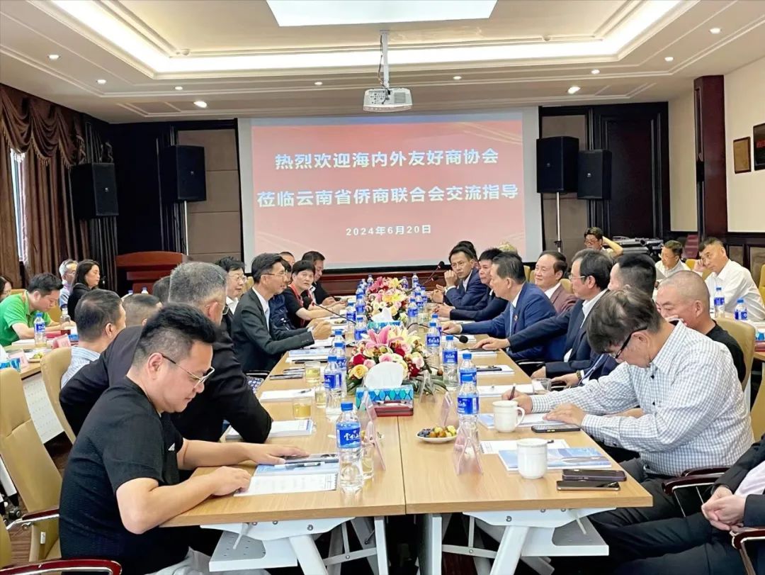 云南省侨商联合会举行会后首场会晤活动，尹元江林文猛李培明等侨领为联合会揭牌